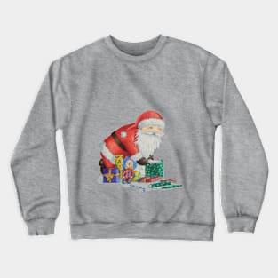 Cute santa with toys wrapping gifts for christmas Crewneck Sweatshirt